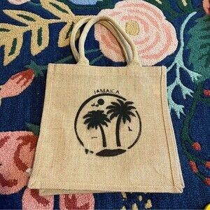 Jamaica burlap jute tote bag